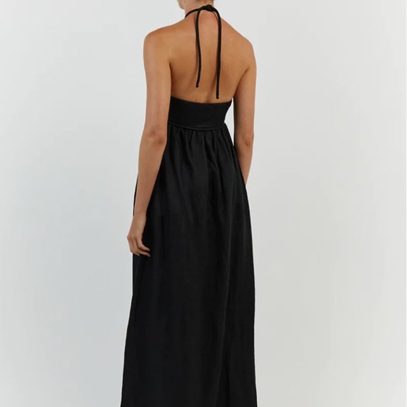 Dissh Gina Black Linen Midi Dress (2) - Picture 4 of 8